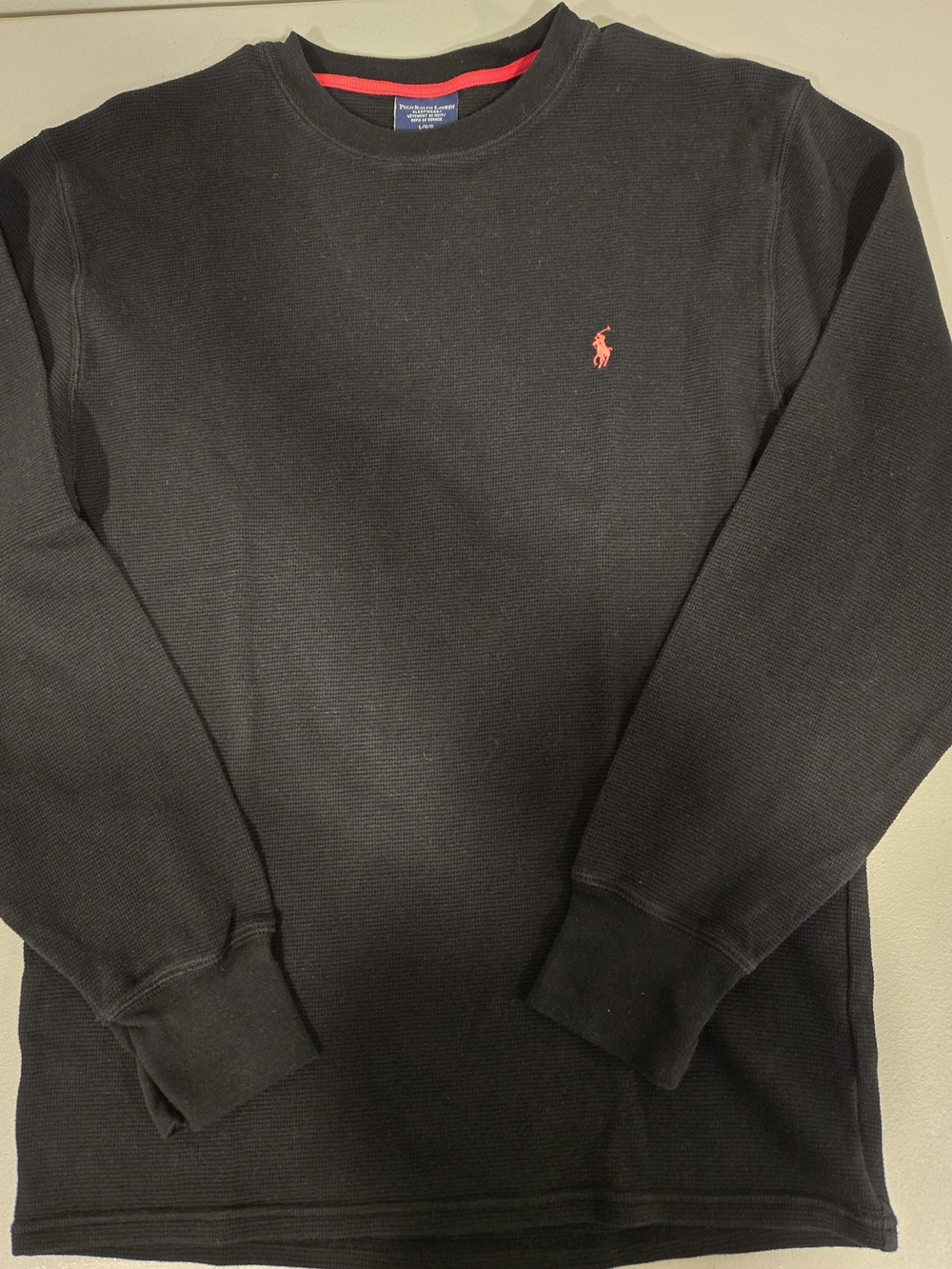 Polo by Ralph Lauren Men's Black Crewneck Sweater with Red Pony